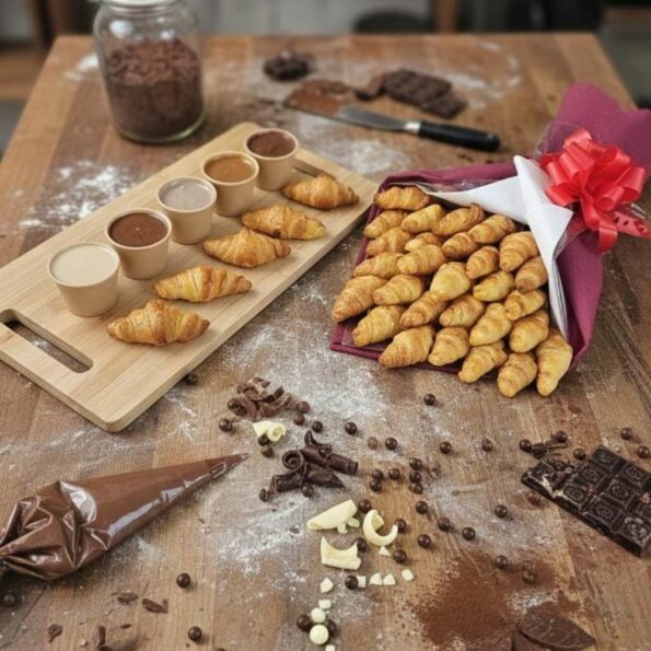 Ramo de croissants con salsas variadas