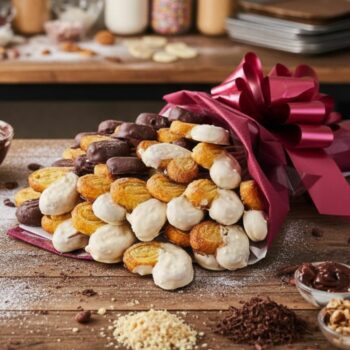 Ramo de palmeras bañadas en chocolate con leche y chocolate blanco