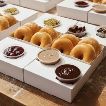Konuts Lovers Caja Estándar (8 donuts + 2 salsas + 2 toppings)
