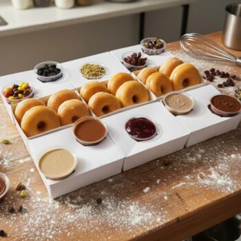 Konuts Lovers Caja Grande (12 donuts + 4 salsas y 4 toppings variados)
