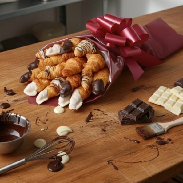 Mini ramo de croissants con chocolate