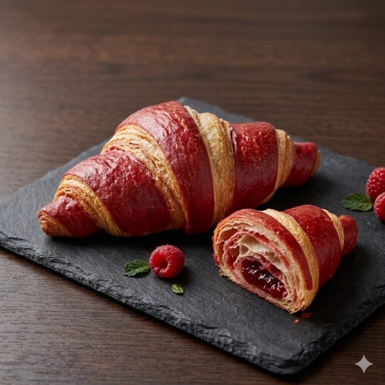 Croissant bicolor de frambuesa